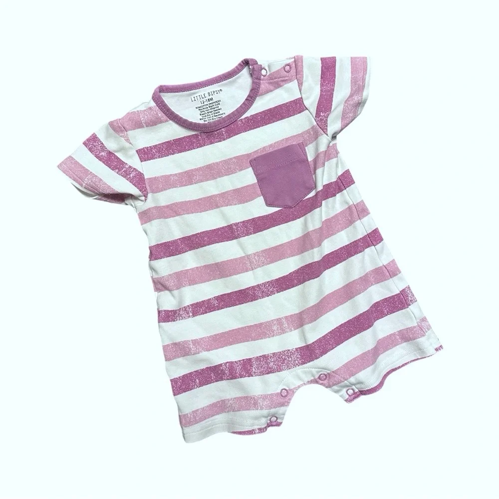 Little Bipsy Watercolor Striped Shorty Dusty Plum Size 12-18 months